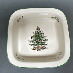 Spode Christmas Tree Square Rim Dish Baker 10" x 2 5/8" High NWT